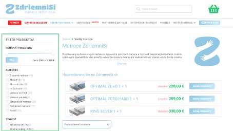 filter výberu matracov